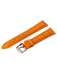 16mm Orange Classic Croco Grain Leather Watch Band Strap (Quick Release Pins!) with Stainless Steel Buckle - Fits All Watches!!!