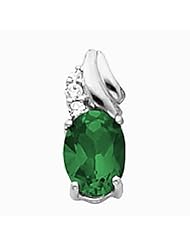 14K White Gold Oval Cut Chrome Tourmaline and Diamond Pendant -- LIFETIME WARRANTY