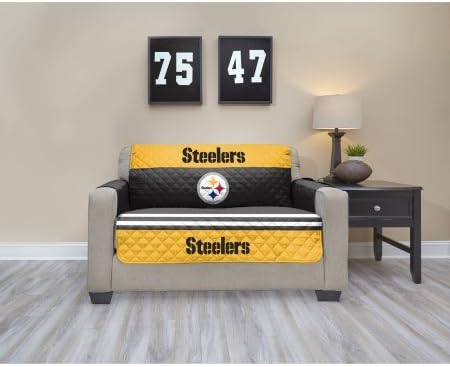 NFL Licensed TPU Lamination Waterproof Furniture Protector, Love Seat, Pittsburgh Steelers | 100 percent microfiber front/TPU laminated backing