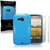 HTC Desire C Solid Blue TPU Gel Skin Case / Cover + 2-in-1 Screen Protectorby Terrapin