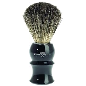 Edwin Jagger Black Plastic Handled Pure Badger Hair Shaving Brush 89p16