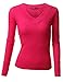 Doublju Womens Fitted Long Sleeve V-Neck Thermal T-Shirt