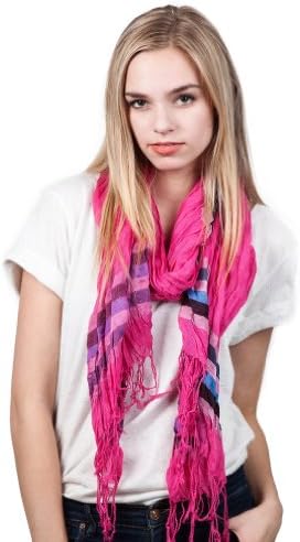 Ribbon Stripe Fuchsia Polyester Scarf