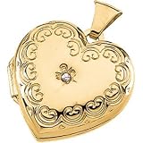 14K Yellow Gold Heart Shaped Diamond Locket