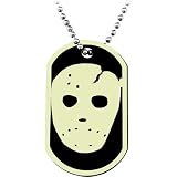 Halloween Hockey Mask Glow in the Dark Dog Tag Necklace