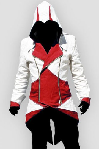 Assassin's Creed III Conner Kenway Casual White&Red Jacket Cosplay Costume 3XL(Height 188-192cm, Chest 105-107cm)-image