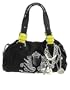 Juicy Couture Velour Terry Heart Jeweled Charm Tassel Fluffy Bag Purse Black