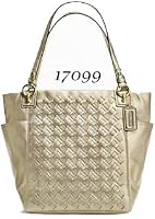 Authentic Coach Woven North South Large Tote Bag Light Gold 17099
