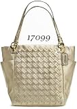 Authentic Coach Woven North South Large Tote Bag Light Gold 17099