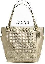 Authentic Coach Woven North South Large Tote Bag Light Gold 17099