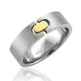 Men's 18k Gold and Stainless Steel Band Ring - Width 6mm