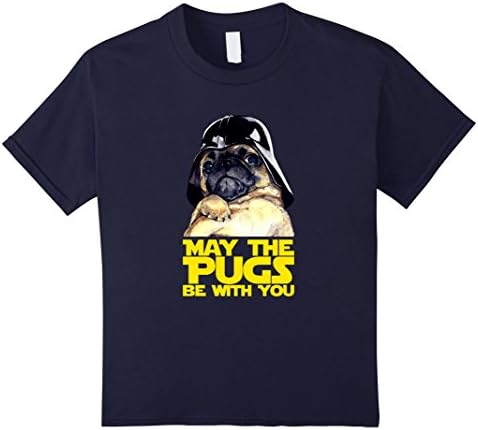 Kids May The Pugs Be With You T-Shirt, funny Pug Dog Lovers Gift 8 Navy
