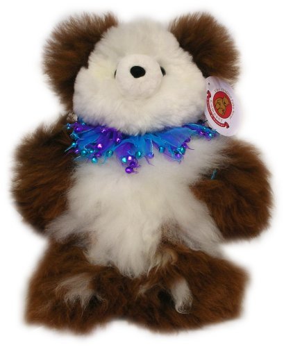 41tCBXIbUOL Alpaca Bear. Genuine Multi Colored Alpaca Teddy Bear With Blue Bells Collar. 14 Inches high.
