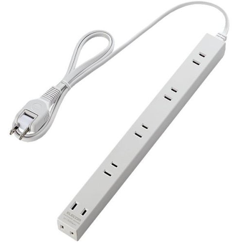 エレコム 雷ガード機能付ACアダプタすっきりタップ 2P6口 1m(ホワイト) T-AD5K2610WH