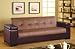 Tan Microfiber & Brown Vinyl Magazine Rack Arms Sofa Bed