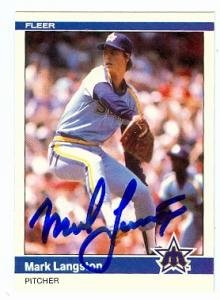 Mark Langston Autographed/Hand Signed baseball card (Seattle Mariners) 1984 Fleer #U-70 Rookie Card