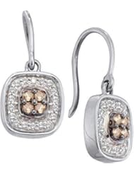 14KT White Gold 0.33 CTW COGNAC Diamond Ladies Fashion Earrings