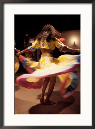 Twirling Sega Dancers, Seychelles Subject Framed Photographic Poster Print by Nik Wheeler, 21x29
