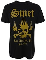 Smet by Christian Audigier Mens T-Shirt Flaming Skull Black