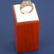 White Leather Ring Display Oak Finish Jewelry Stand New 3 1/8"
