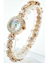 Royal Crown 5266 Womens Jewelry Waterproof Watch Rose-golden Round Dial Stainless-steel Watch