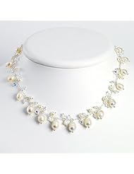 Sterling Silver White Cultured Pearl/Aurora Borealis Necklace - 18 Inch