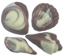 Chocolate Seashells Varied Shapes -1 Dozen, Swirled White and Milk Chocolate
