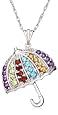 Sterling Silver Multi-Gemstone Umbrella Pendant