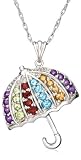 Sterling Silver Multi-Gemstone Umbrella Pendant