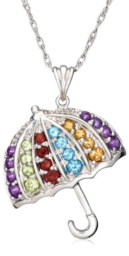Sterling Silver Multi-Gemstone Umbrella Pendant