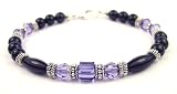 Tanzanite December Birthstone Bracelets in Onyx, Sterling Silver, and Swarovski Austrian Crystals