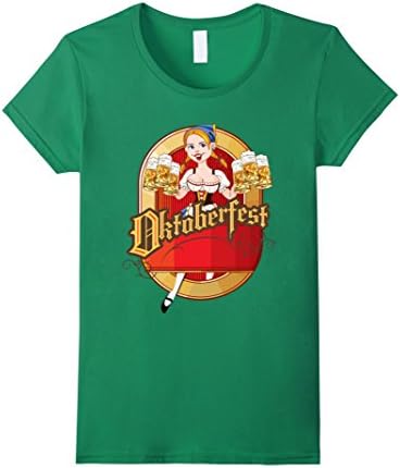Women's Oktoberfest - Cartoon Pin-up Blond German Beer Gir Small Kelly Green