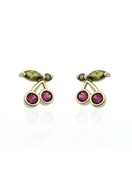 14K Gold Stud Screwback Earring Cherry Shaped Yellow Gold Earring With Screw Back