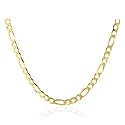 18K Gold Overlay Sterling Silver Figaro Men's Necklace 20" (Width 5mm)
