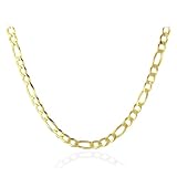 18K Gold Overlay Sterling Silver Figaro Mens Necklace 20 (Width 5mm)