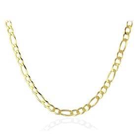 18K Gold Overlay Sterling Silver Figaro Men's Necklace 20" (Width 5mm)