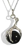Solid Silver Black Onyx Ball & Claw Pendant & Chain.