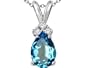 1.56 cttw Genuine Bluetopaz and Diamond Pendant in 14k White Gold LIFETIME WARRANTY