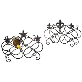 Set of 2 Swirling Scroll Star and Fleur de Lis Wine Racks by CC Home Furnishings