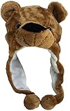 Plush Faux Fur Animal Critter Hat Cap - Soft Warm Winter Headwear - Short with Ear Poms and Flaps & Long with Scarf and Mittens available (Brown Bear - Short)