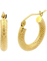 10k Yellow Gold 3mm Checkered Hoop Earrings