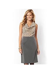 Cowl Neck Crepe/Polyester Leopard Print  Dress