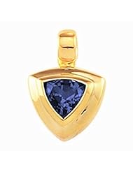 18K Yellow Gold Trillion Cut Tanzanite Pendant -- LIFETIME WARRANTY