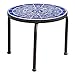 Christopher Knight Home 301163 Soleil Outdoor Blue & White Ceramic Iron Frame Tile Side Table, White Blue