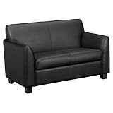 Tailored Leather Reception Two-Cushion Loveseat, 53-1/2 x 28-3/4 x 32, Black
