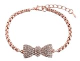Rose Gold Iced Out Bow Tie Shamballah Box Chain Adjustable Bracelet