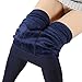 Tengo Women Winter Warm Velvet Stretchy Leggings Pants (One Size, Navy Blue)