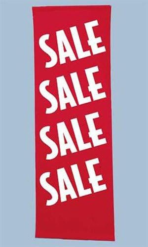 New Red Background w/White Letters Vertical Sale Banner 2'W x 6'L