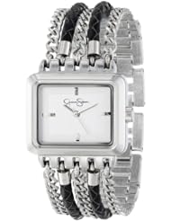 Jessica Simpson Womens JS023H Rectangle Case Analog Multi-Chain and Braided Band Watch