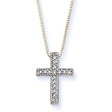 10K Yellow Gold 0.12 ct. Diamond Cross Pendant with Chain